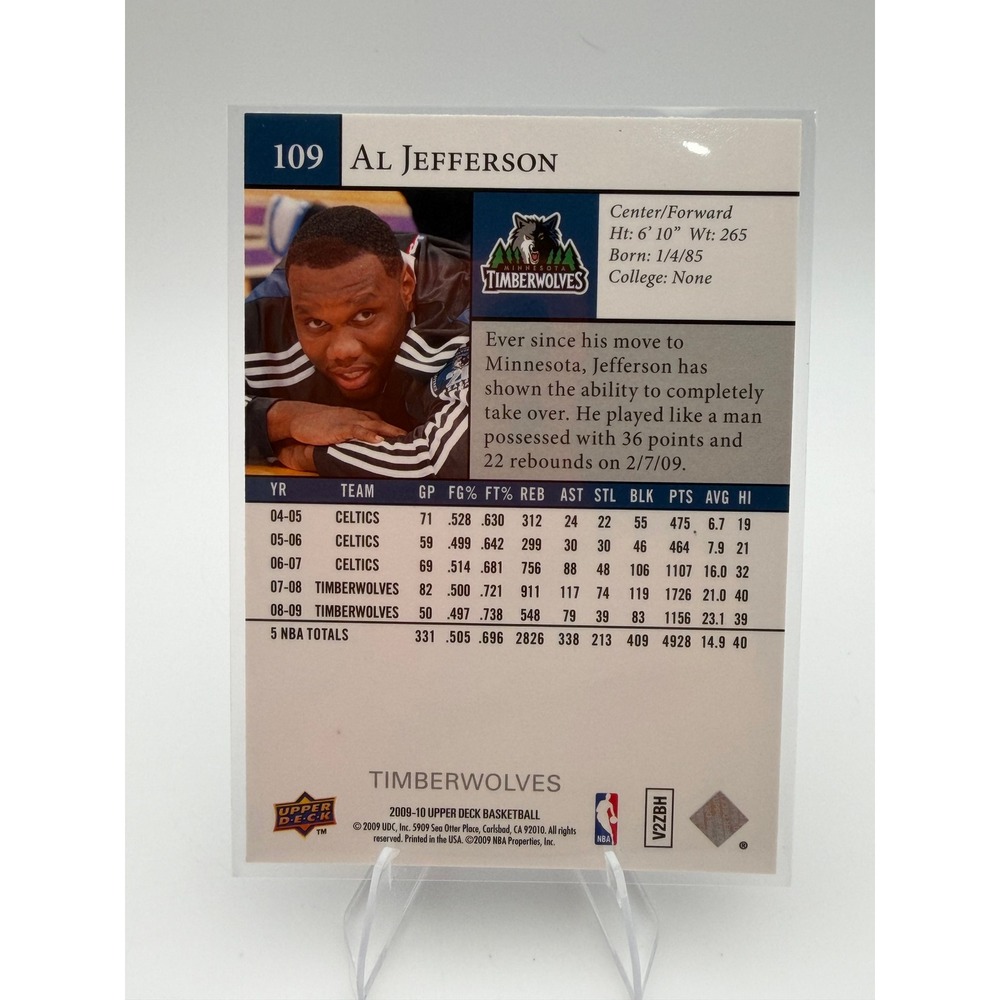 2009-10 Upper Deck Al Jefferson #109 Gilbert Arenas Name Error Misprint Rare - Picture 4 of 5